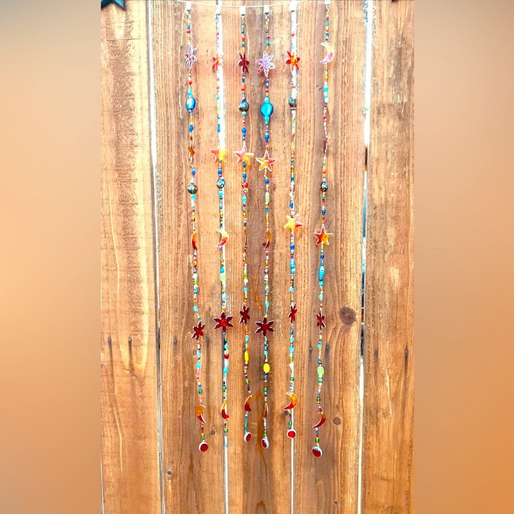 Celestial Strand Chakra Rainbow Sun Moon & Star Strand Sun Catcher Window Decor